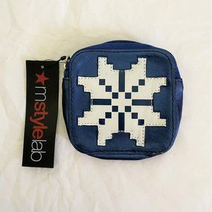 NWT Mstylelab Small Blue w/White Snowflake Purse
